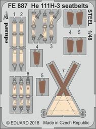  Eduard Accessories  1/48 Heinkel He.111H-3 WWII German Bomber seatbelts STEEL (designed to be used with ICM kits) [He.111H-6] EDUFE887