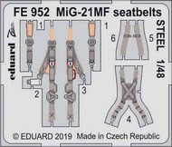 Mikoyan MiG-21MF seatbelts STEEL (designed to be used with Eduard kits) #EDUFE952