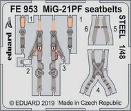  Eduard Accessories  1/48 Mikoyan MiG-21PF seatbelts STEEL (designed to be used with Eduard kits) EDUFE953
