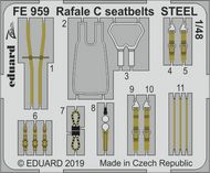  Eduard Accessories  1/48 Dassault Rafale C seatbelts STEEL EDUFE959