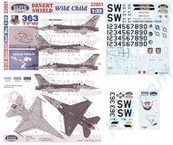 Lockheed-Martin F-16C Nose Art 363TFW Part 1. (2) 363TFW Flagship/SW `Desert Shield; 84-265/SW `Wild Child #ELT32001