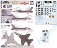  Elite Decals  1/32 Lockheed-Martin F-16C Nose Art 363TFW Part 3. (2) 84-381/SW `Hammer Time'; 84-261/SW `Blood Storm' ELT32003