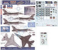  Elite Decals  1/32 Lockheed-Martin F-16C Nose Art 363TFW Part 5. (3) 83-150/SW `Max Thrust'; 84-241/SW `Hooters Standards'; 84-244/SW `Eat My Shorts Hussein' ELT32005