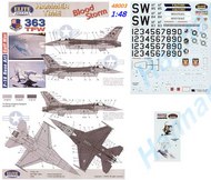  Elite Decals  1/48 Lockheed-Martin F-16C Nose Art 363TFW Part 3. (2) 84-381/SW `Hammer Time'; 84-261/SW `Blood Storm' ELT48003