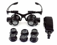 Multi-Powered Magnifier Eyewear w/LED Lights & 4 Lenses (Bx) #ENK2964