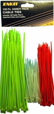 100pc Assorted Colors/Sizes Nylon Cable Ties (Bagged) #ENK7000