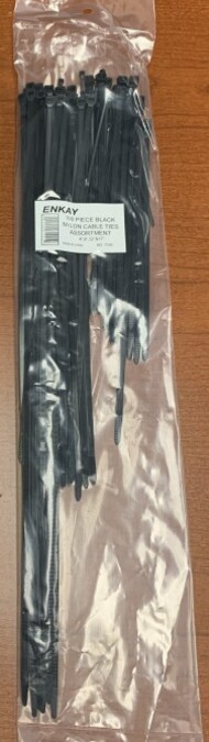 100pc Assorted Black Nylon Cable Ties (4