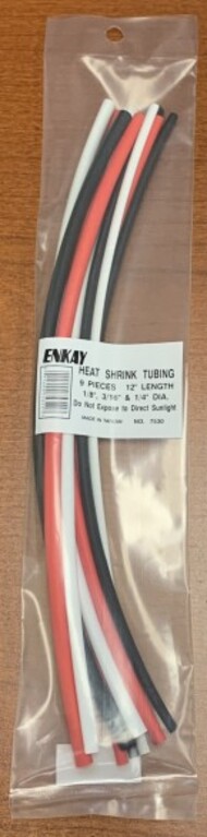  Enkay Tools  NoScale 9pc Assorted 12"" Heat Shrink Tubing (1/8"", 3/16"", 1/4"" Dia) (Bagged) ENK7530