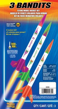  Estes Industries  NoScale 3 Bandits Model Rocket Kit (3 Kits Skill Level E2X) EST2435