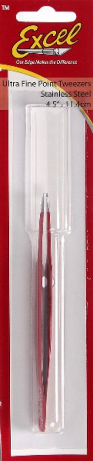  Excel Knives  NoScale 4.5" Stainless Steel Ultra Fine Straight Point Tweezers EXL30427