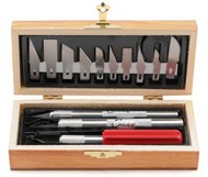  Excel Knives  NoScale Hobby Knife Set: 3 Knives & 13 Blades (Wooden Box) (replaces XAC-5175) EXL44282