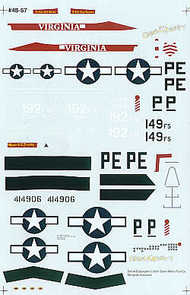  Experts Choice Decals  1/48 Lockheed-Martin F-16C and North-American P-51D. (2) 328FS Virginia ANG. Painted with a blue nose and fin and named 'Cripes A'Mighty' Includes markings for both the F-16 and original North-American P-51D Mustang flown by George Preddy EC4857