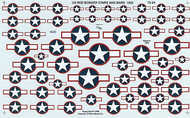  Experts Choice Decals  1/72 US. National Insignia Star and Bar 1943 red border 9 sizes 20' ,25' ,30' ,35' ,40' ,45' ,50' ,55' ,60' EC7224