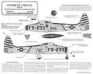  Experts Choice Decals  1/72 Republic F-84E Skyblazers (3) 49-2233 22FBS USAFE 1951; 51-1065 36FBW Detroit Air Show 1952 Both with blue/white striped tails; 51-16669 blue tail 1954 EC7226