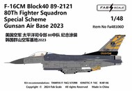 USAF 80Th FS Lockheed-Martin F-16C Special Scheme Gunsan Air Base 2023 #FA48106D