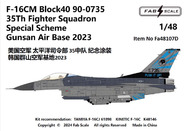 USAF 35Th FS F-16C Special Scheme Gunsan Air Base 2023 #FA48107D