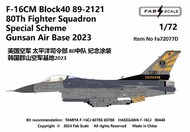 USAF 80Th FS Lockheed-Martin F-16C Special Scheme Gunsan Air Base 2023 #FA72077D