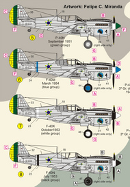  FCM Decals  1/48 Curtiss P-40K/P-40N (10) All 1/14 G.Av Brazil FCM48023