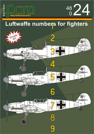  FCM Decals  1/48 Luftwaffe Numbers yellow/black/white/red w/ou FCM48024