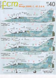  FCM Decals  1/48 Dassault Mirage 2000B, C, 5F, D, N (9) FCM48040
