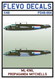  Flevo Decals  1/48 ML-KNIL Propaganda North-American B-25D Mitchell With this sheet you can make both of the following 2 options: North-American B-25D MitchellAircraft Nr. N5-180 'Ada'North-American B-25D MitchellAircraft FV48004