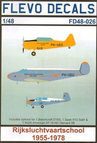  Flevo Decals  1/48 Rijksluchtvaartschool 1955 1978 (North-American AT-16 Harvard, Saab Safir, Beechcraft 18) . FV48026