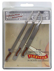  Flex-I-File/Alpha Abrasives  NoScale Stainless Steel Tweezer Set -- 2 straight, 1 curved FXF1200