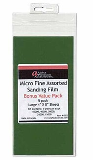  Flex-I-File/Alpha Abrasives  NoScale Micro Fine Assorted Sanding Film -- 15000, 20000, 30000, 40000 & 60000 Grit FXF202