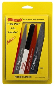  Flex-I-File/Alpha Abrasives  NoScale Flex-Pad Set: Angled Cut Sanding Sticks (5 diff grits) FXF525