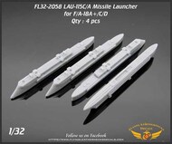  Flying Leathernecks  1/32 LAU-115C/A Launcher (F/A-18 AIM-7, Dual AIM-9/120) 3D-Printed 4 Launchers OUT OF STOCK IN US, HIGHER PRICED SOURCED IN EUROPE ORDFL322058