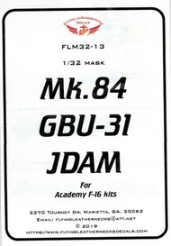  Flying Leathernecks  1/32 Mk.84 GBU-31 JDAM Mask Set (ACA F-16 kit) ORDFLM32013