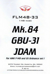  Flying Leathernecks  1/48 Mk.84 GBU-31 JDAM Mask Set (AMK kit) OUT OF STOCK IN US, HIGHER PRICED SOURCED IN EUROPE ORDFLM48033