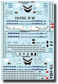  Flying Colors Decals  1/144 Ariana Afghan Boeing 727/720B FC44005