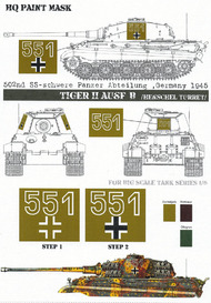 HQ-KT017 1/6 Kingtiger #551, 502nd SS-schwere Panzer Abt., Germany 1945 Paint Mask HQ-KT017