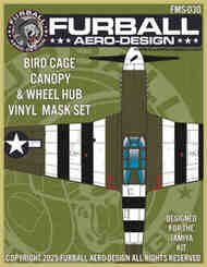 North-American P-51B canopy frame paint mask (birdcage) and wheel hub masks #FMS030