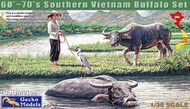 1960-70s Southern Vietnam Water Buffalos (2) w/Women #GKO350108
