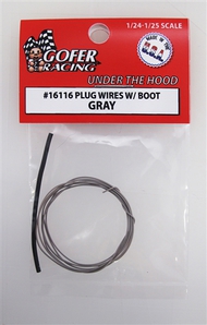  Gofer Racing  1/24-1/25 Gray  Plug Wire 2ft. w/Plug Boot Material GOF16116