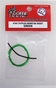  Gofer Racing  1/24-1/25 Green Plug Wire 2ft. w/Plug Boot Material GOF16119