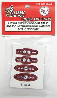  Gofer Racing  1/24-1/25 Hot Rod Instrument Panel & Gauges Wood Grain #2 (Diecut Plastic) GOF17304