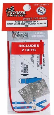  Gofer Racing  1/25 Photo-Etch Racing Seatbelts/Harnesses Red (2 Sets) GOF20018