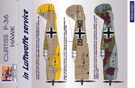  H-Model Decals  1/48 Curtiss P-36 Hawk in Luftwaffe service. Choice of 3 schemes HMD48001