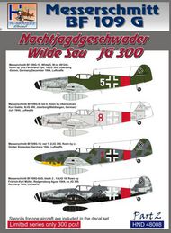  H-Model Decals  1/48 Messerschmitt Bf.109G Nachtjagdgeschwader Wilde Sau Jagdgeschwader JG 300, Pt.2 HMD48008