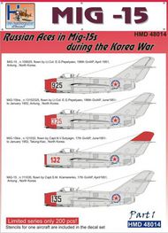  H-Model Decals  1/48 Mikoyan MiG-15 Soviet Aces in Korea, Pt.1 HMD48014