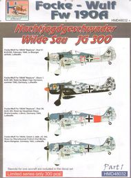  H-Model Decals  1/48 Focke-Wulf Fw.190A NJGschw Wilde Sau Jagdgeschwader JG 300, Pt.1 HMD48032