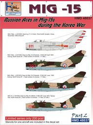  H-Model Decals  1/48 Mikoyan MiG-15 Sov. Aces in Korea, Pt.2 HMD48037