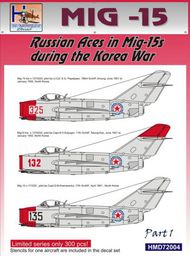  H-Model Decals  1/72 Mikoyan MiG-15 Soviet Aces in Korea, Pt.1 HMD72004