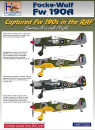  H-Model Decals  1/72 Captured Focke-Wulf Fw.190A-3/Fw.190A-4/Fw.190A-5 in RAF service HMD72025