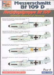  H-Model Decals  1/72 Messerschmitt Bf.109D NJGr Messerschmitt Bf.109, Pt.4 HMD72040
