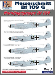  H-Model Decals  1/72 Messerschmitt Bf.109G NJGr Messerschmitt Bf.109, Pt.5 HMD72056