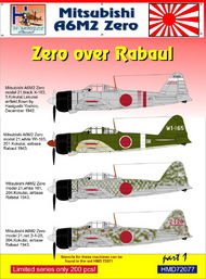  H-Model Decals  1/72 Mitsubishi A6M2 'Zero' over Rabaul, Pt.1 HMD72077